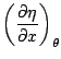 $\displaystyle \left(\frac{\partial\eta}{\partial x}\right)_{\theta}$