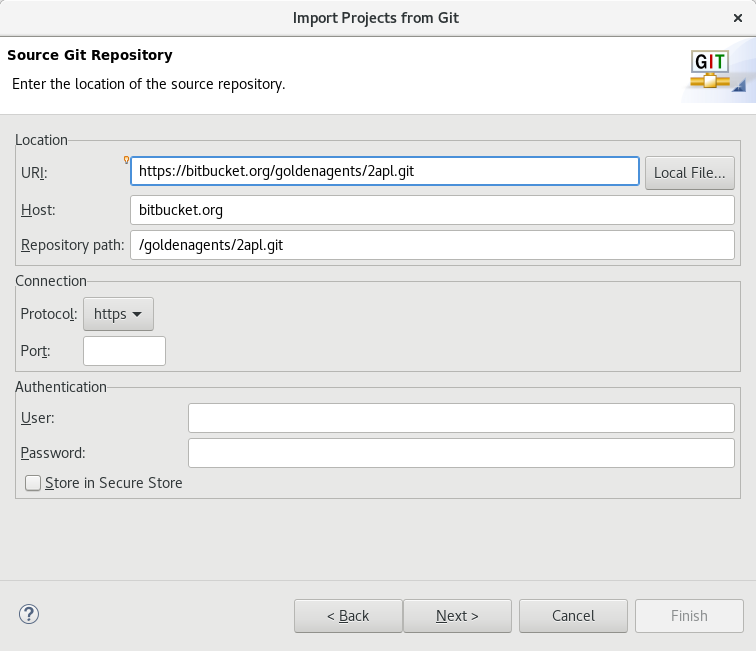 screenshot of the git source data (example)