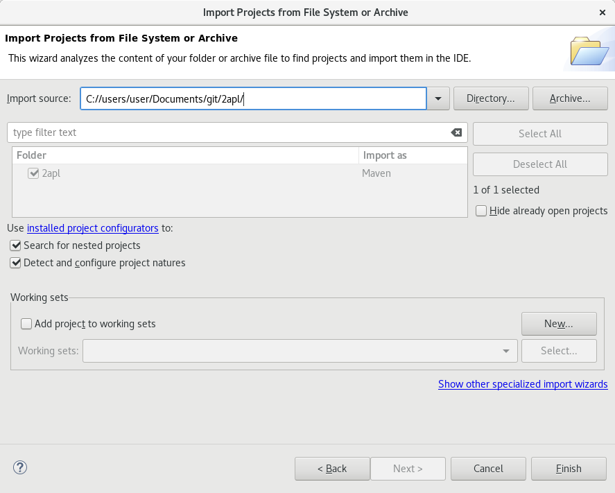screenshot of what Eclipse shows if the project is succesfully recognized as a Maven project